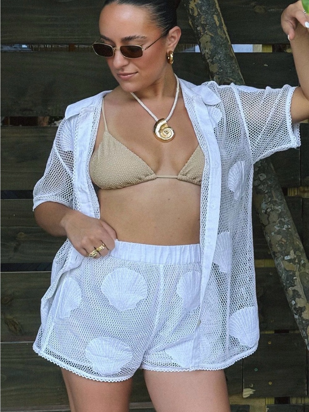 Show Me Your Mumu White Mesh Seashell Set Size XS/S